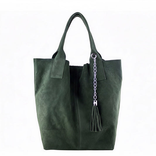 Zoe Green Suede Tote Bag