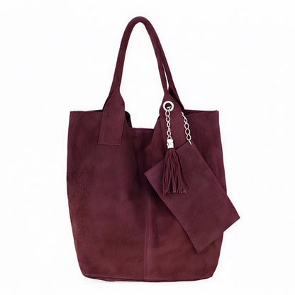 Zoe Red Suede Tote Bag