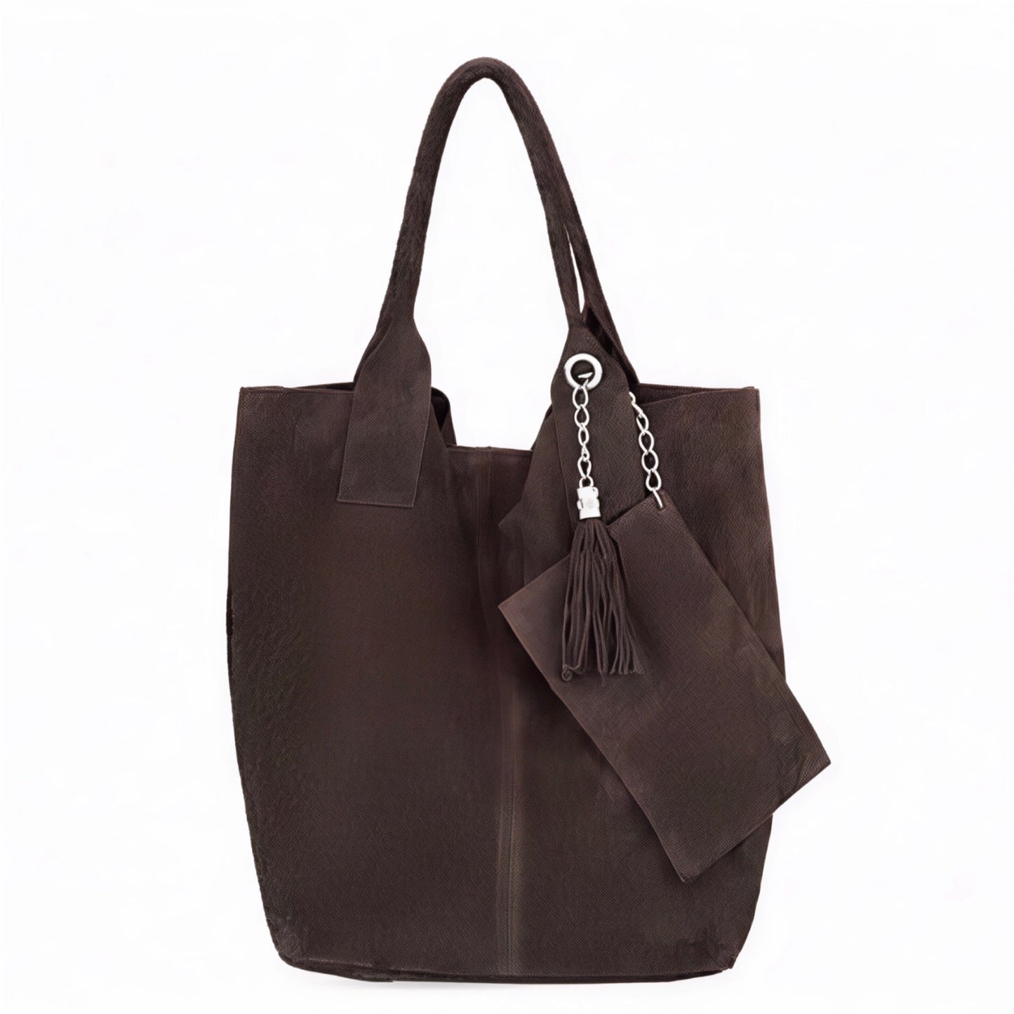 Zoe Brown Suede Tote Bag