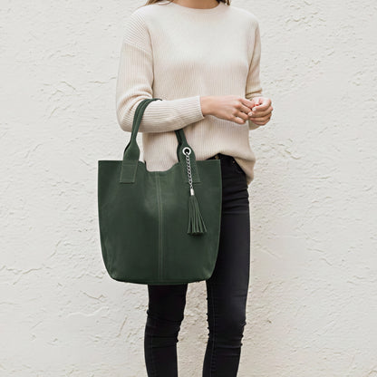 Zoe Green Suede Tote Bag