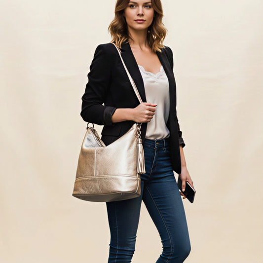Lana Metallic Gold Boho Bag