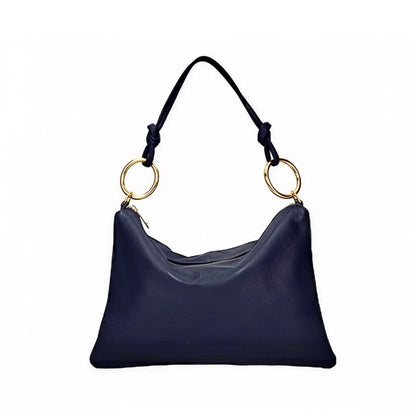 Claudia Navy Shoulder Leather Bag