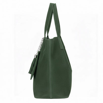Zoe Green Suede Tote Bag