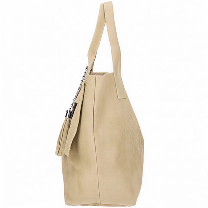 Zoe Beige Suede Tote Bag