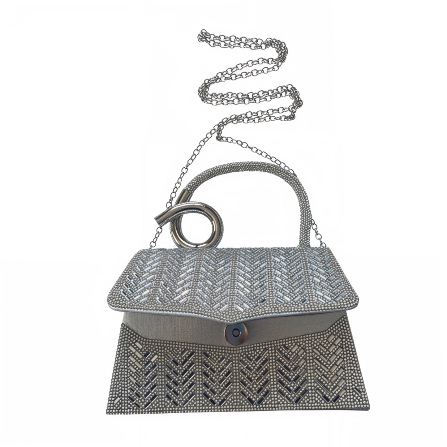 Sienna Silver Baguette Crystal Bag
