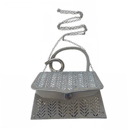 Sienna Silver Baguette Crystal Bag