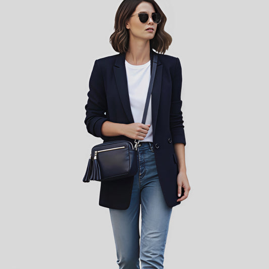 Bianca Navy Leather Bag