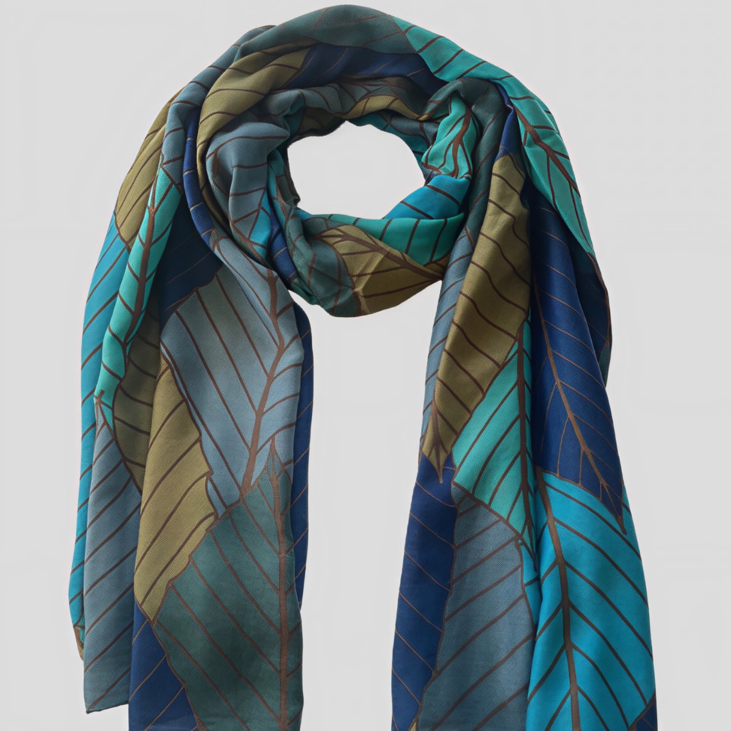 Eco Blue Large Leaf Scarf