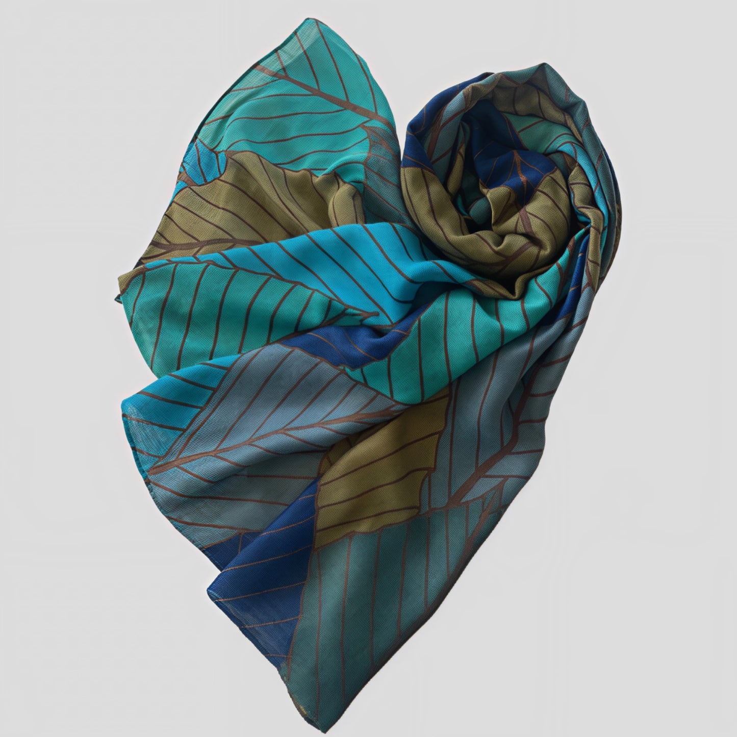 Eco Blue Large Leaf Scarf
