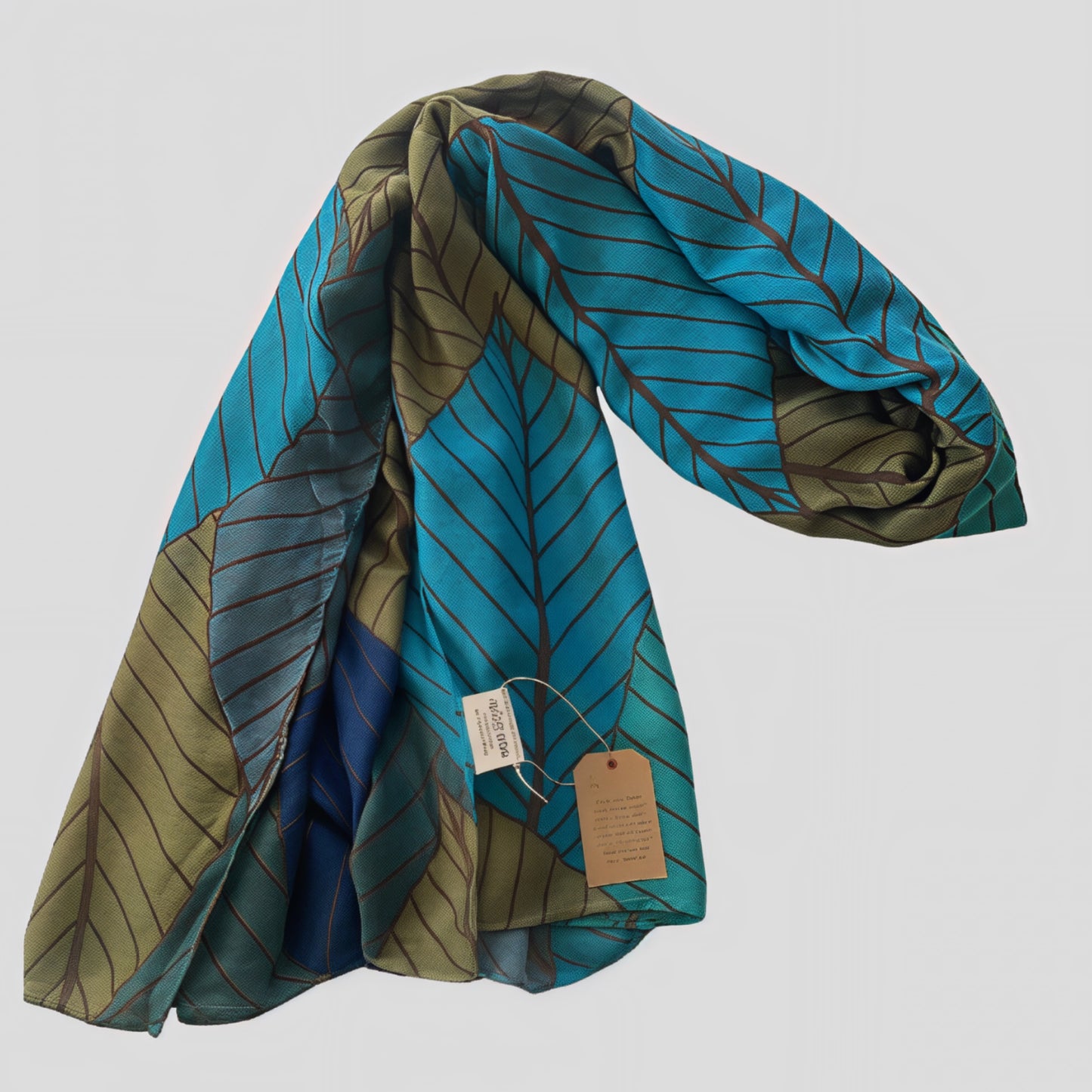 Eco Blue Large Leaf Scarf