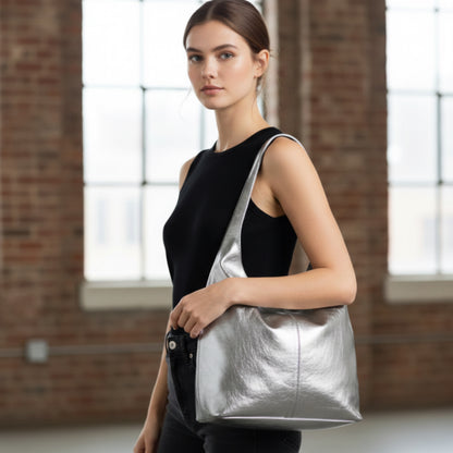 Sabrina Silver Metallic Bag
