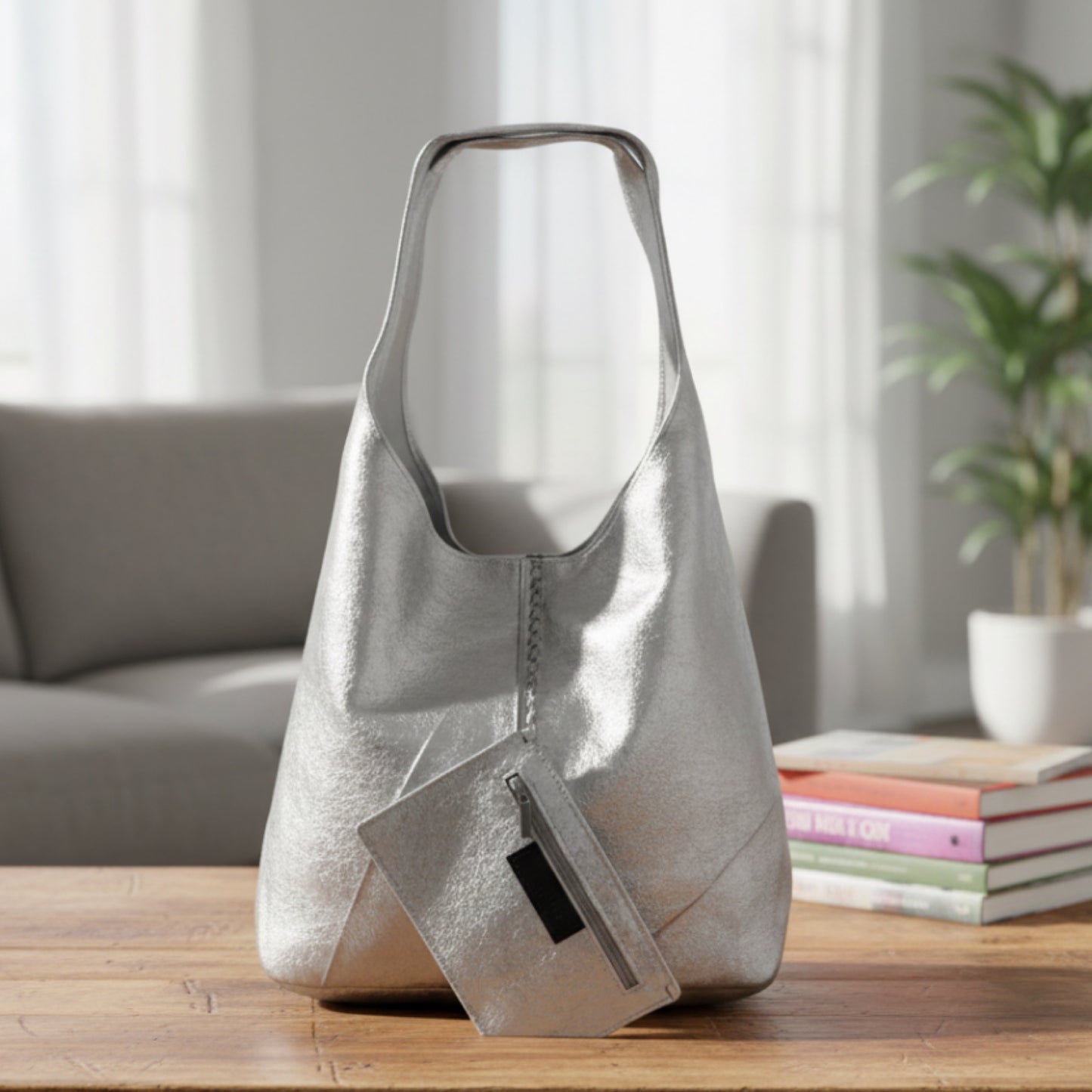 Sabrina Silver Metallic Bag