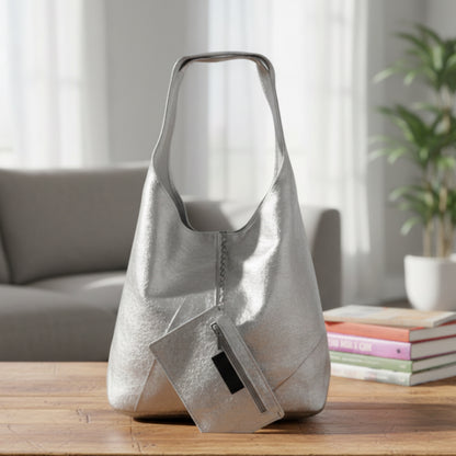 Sabrina Silver Metallic Bag