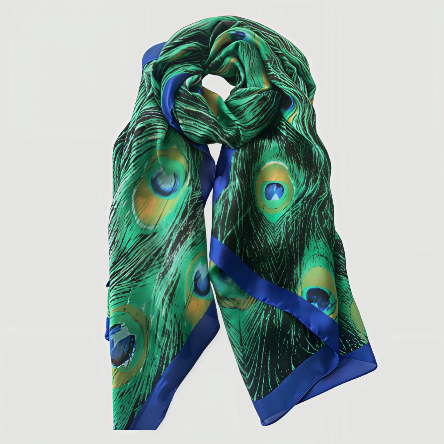 Green Peacock Silk Scarf