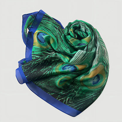 Green Peacock Silk Scarf