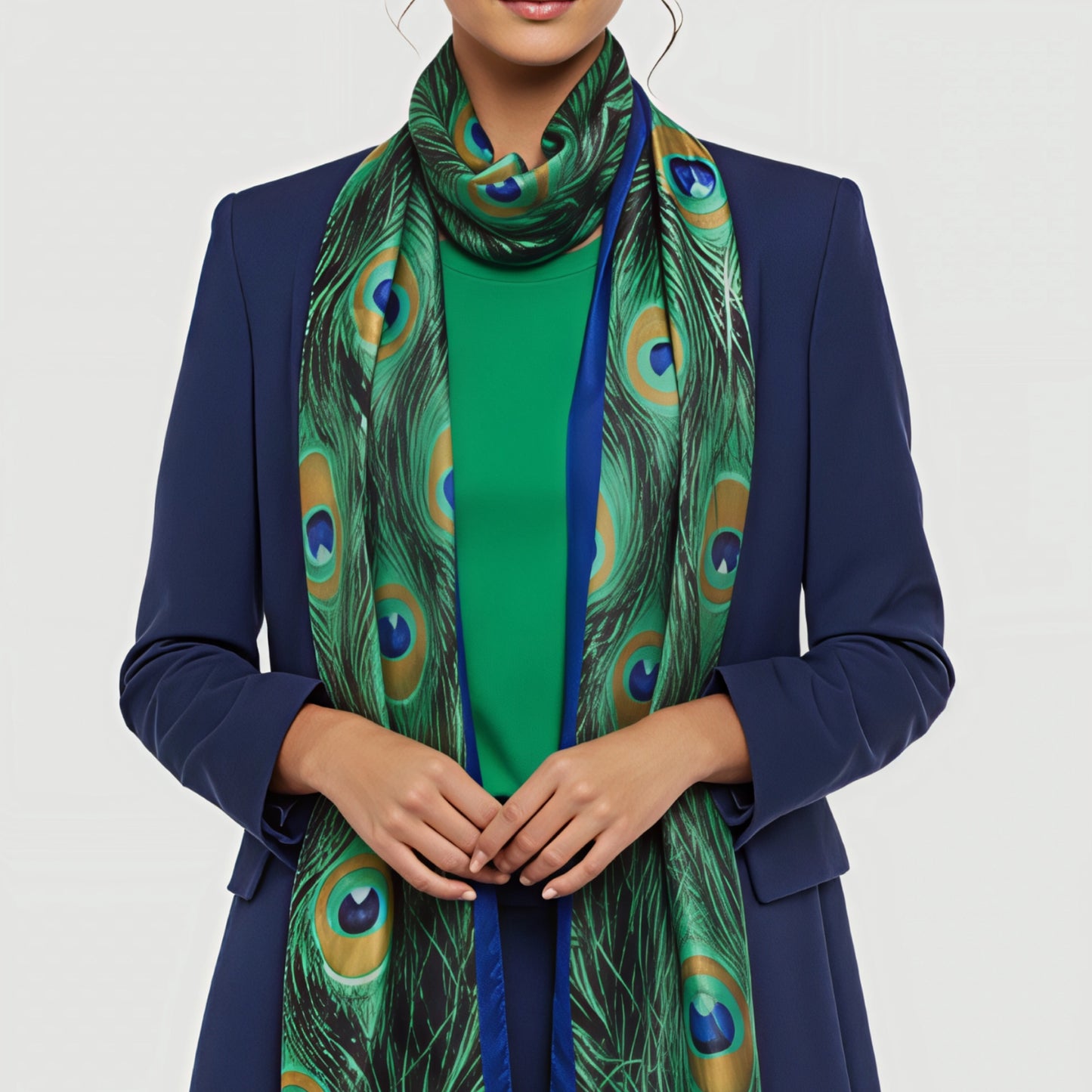 Green Peacock Silk Scarf