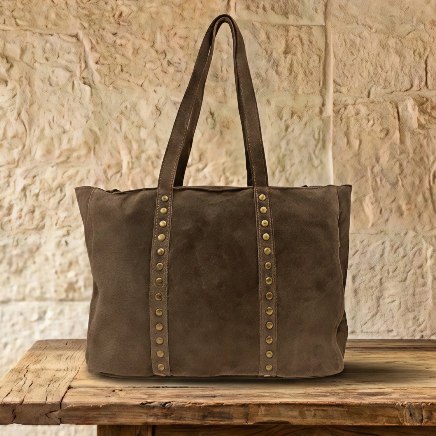 Roxy Taupe Suede Tote Bag