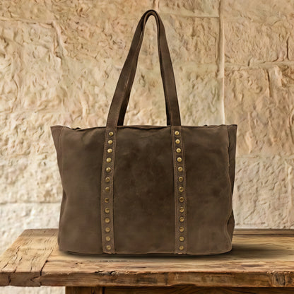 Roxy Taupe Suede Tote Bag