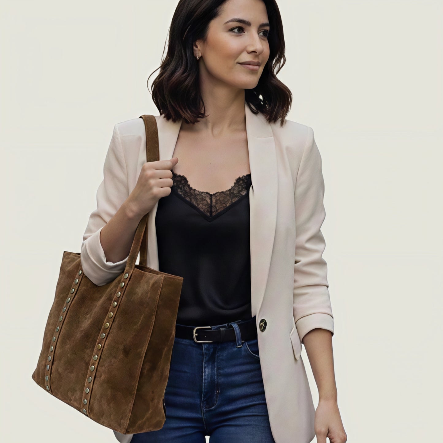 Roxy Brown Suede Tote Bag