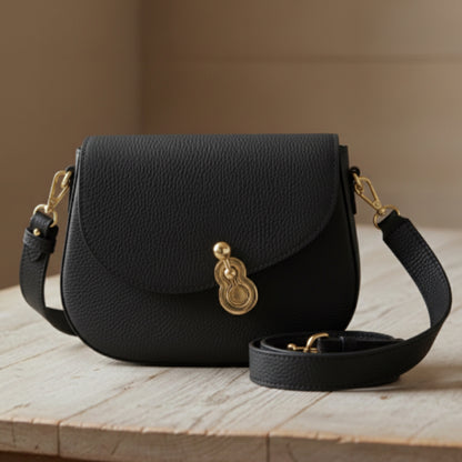 Mia Black Satchel Leather Bag
