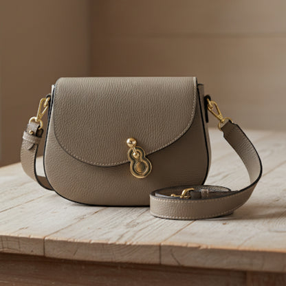 Mia Taupe Satchel Leather Bag