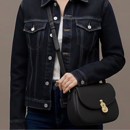 Mia Black Satchel Leather Bag