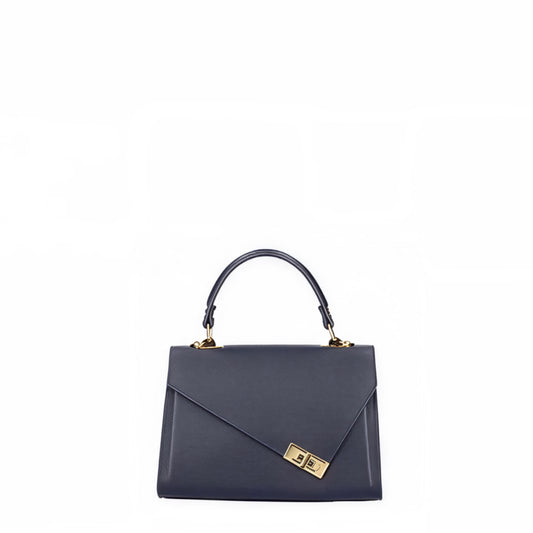 Charlotte Asymmetrical Navy Leather Bag