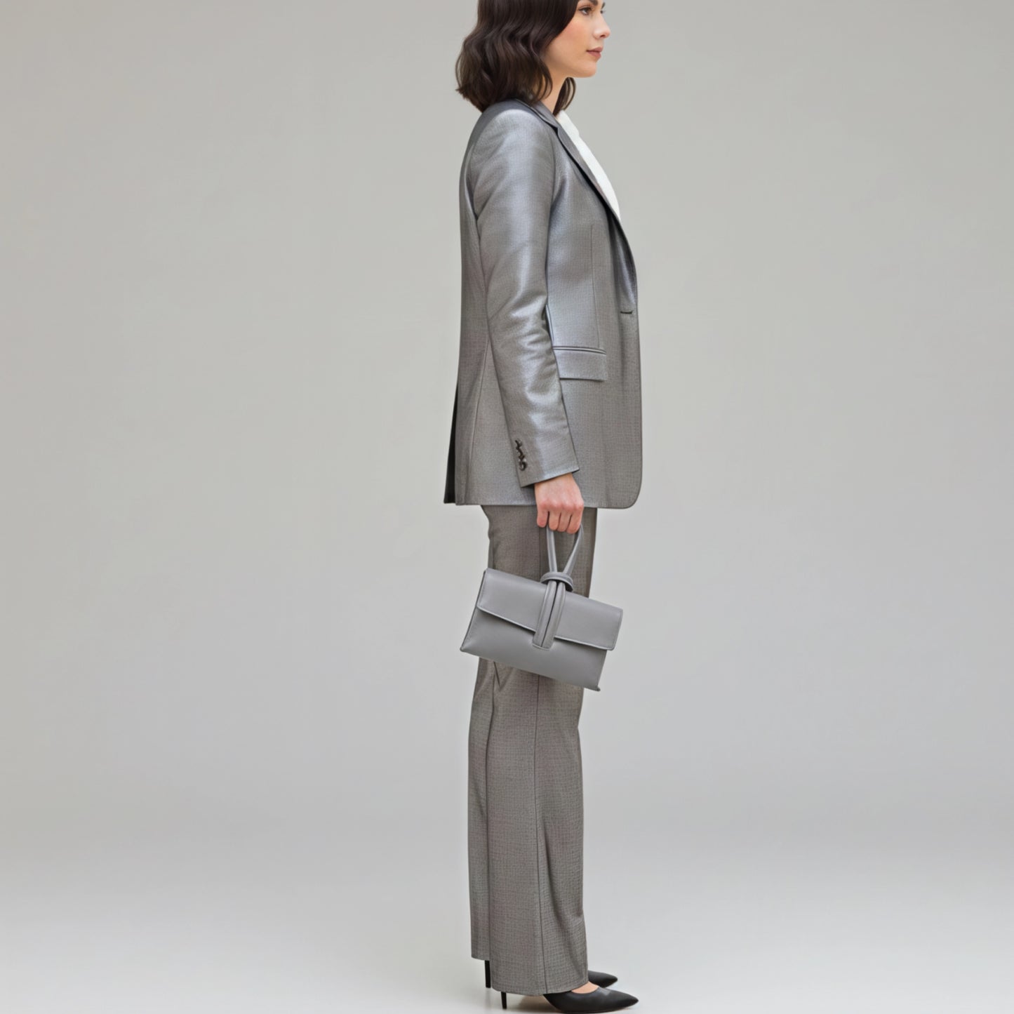 Zara - Loop Grey Leather Bag