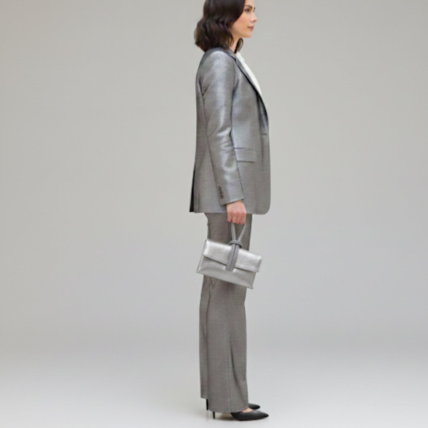 Zara - Loop Silver  Leather Bag