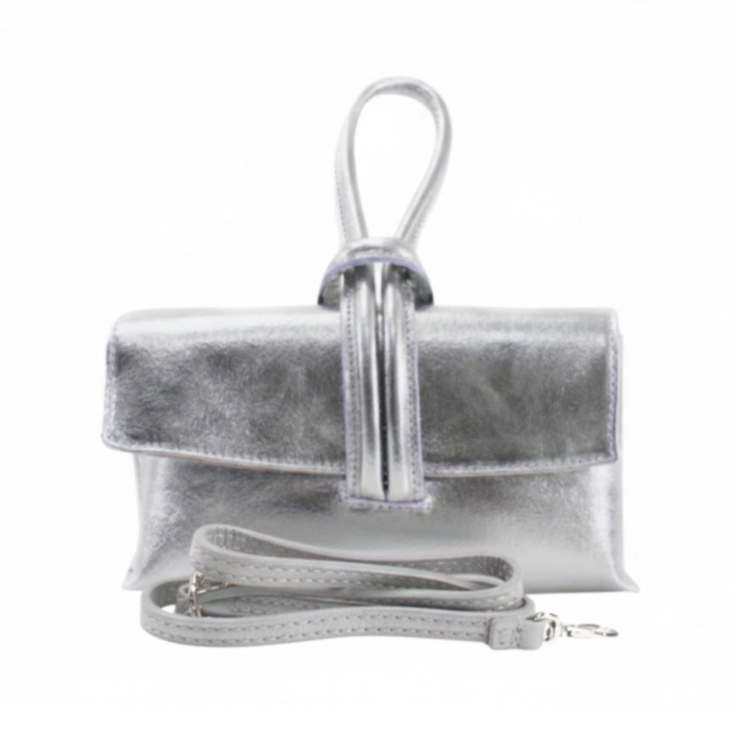 Zara - Loop Silver  Leather Bag