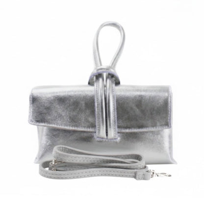 Zara - Loop Silver  Leather Bag