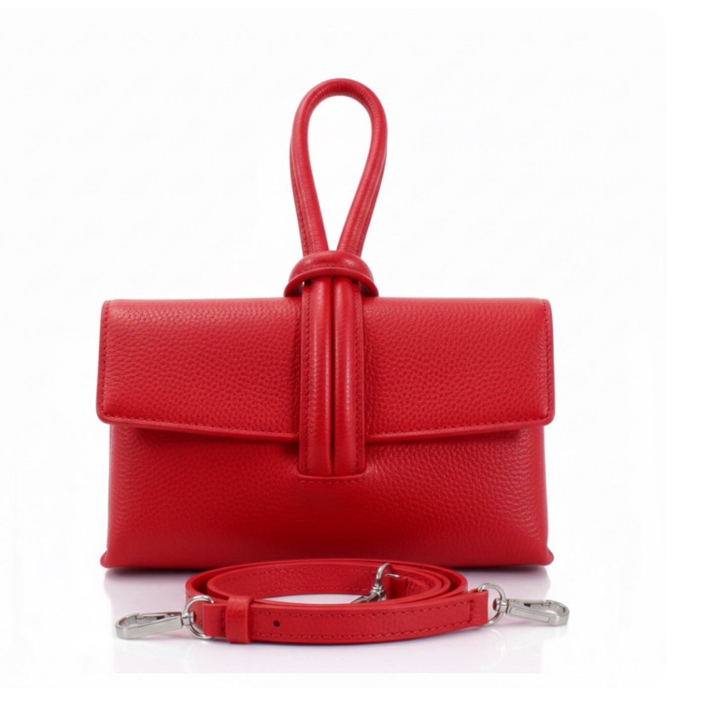 Zara - Loop Red  Leather Bag