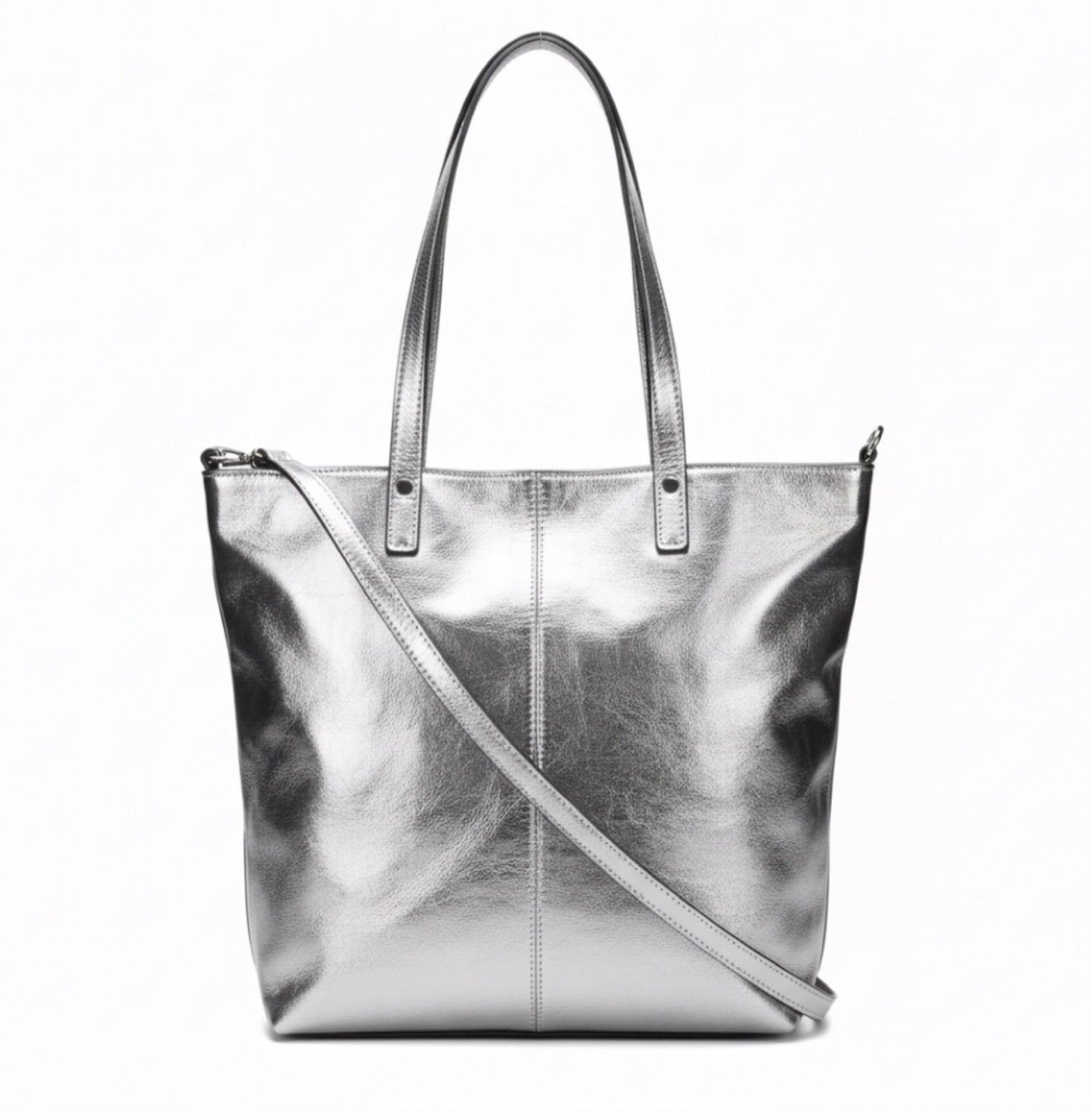 Lily Silver Leather Shoulder Bag