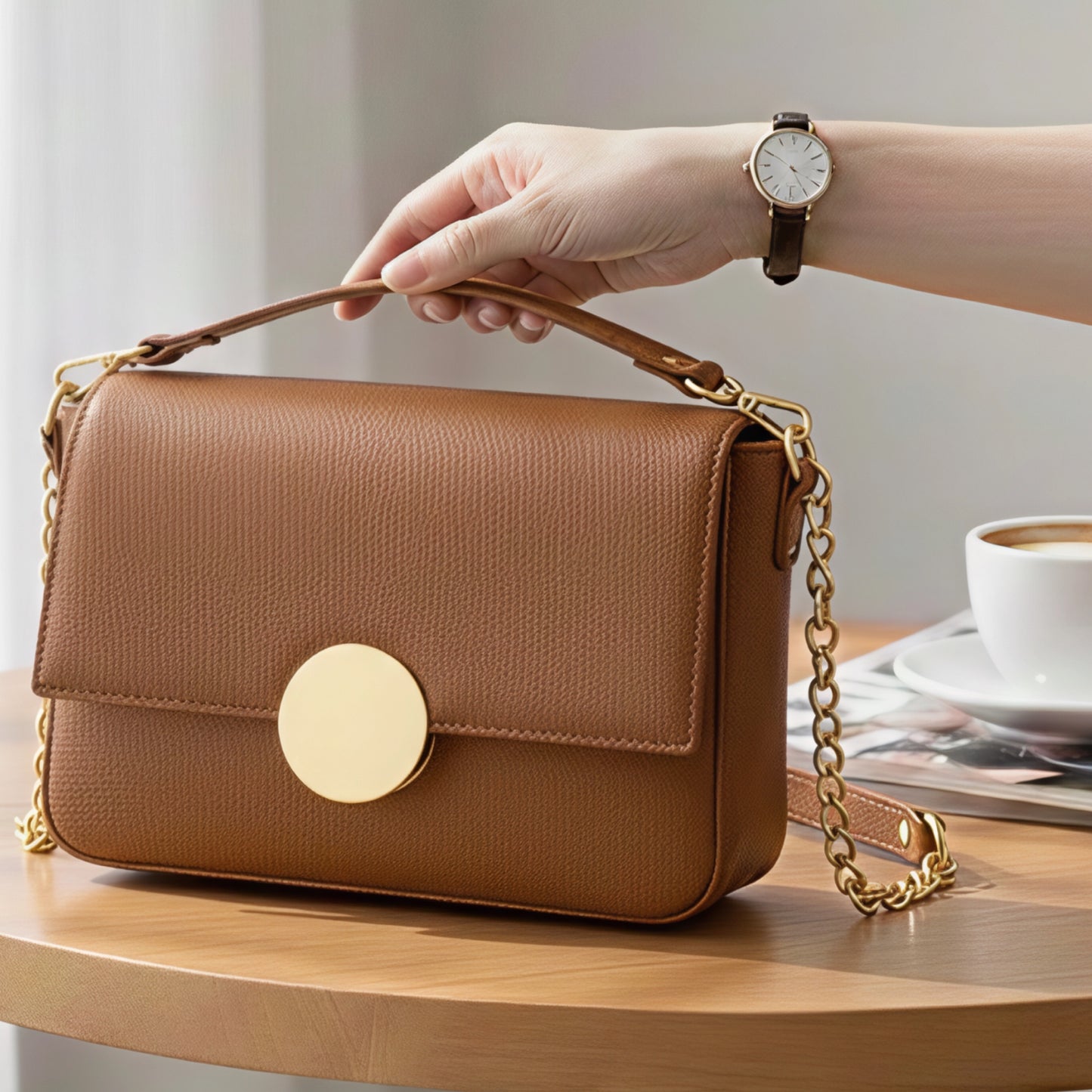 Suki Tan Brown Shoulder Leather Bag