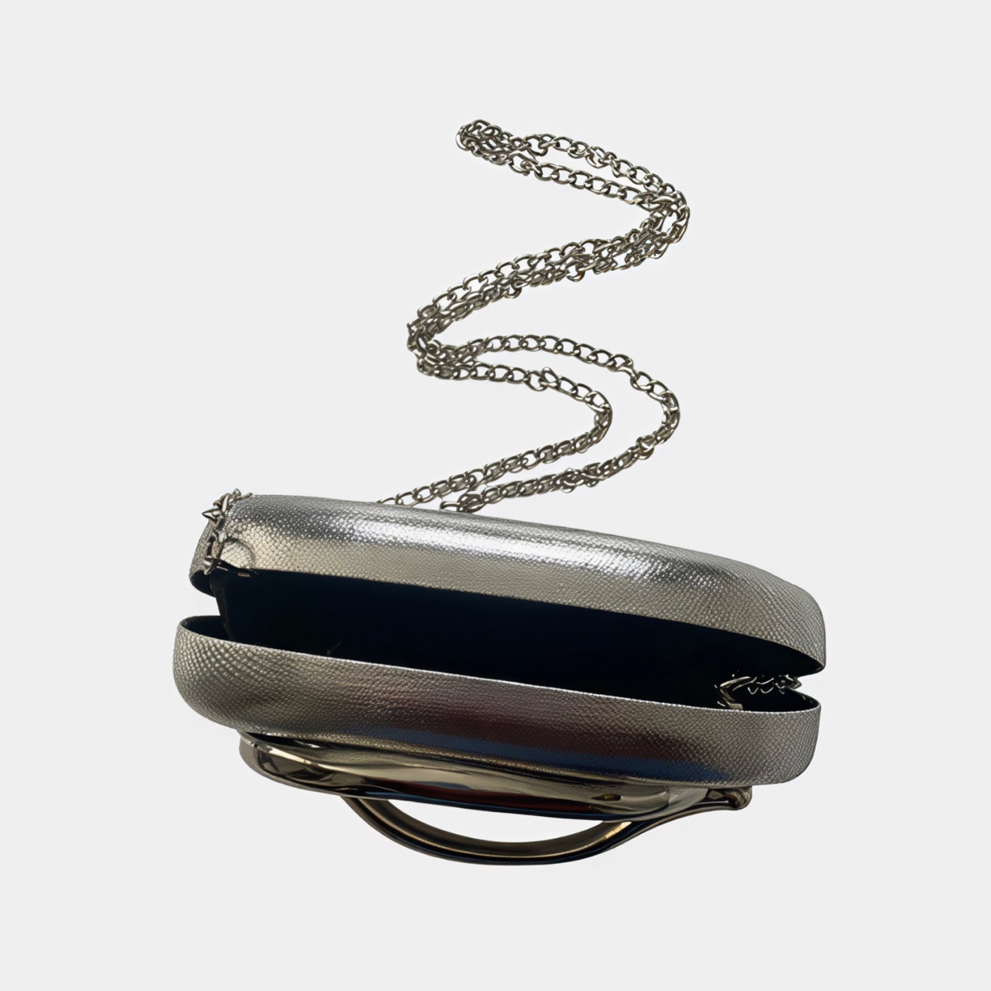 Arabella Silver Oval Clutch Bag