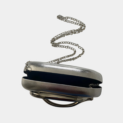 Arabella Silver Oval Clutch Bag