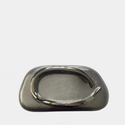Arabella Silver Oval Clutch Bag