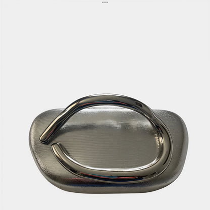 Arabella Silver Oval Clutch Bag