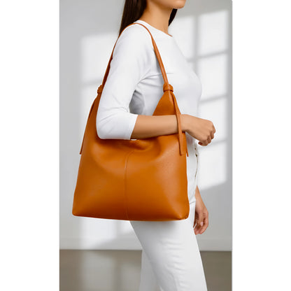 Alanis Orange Shoulder Leather Bag