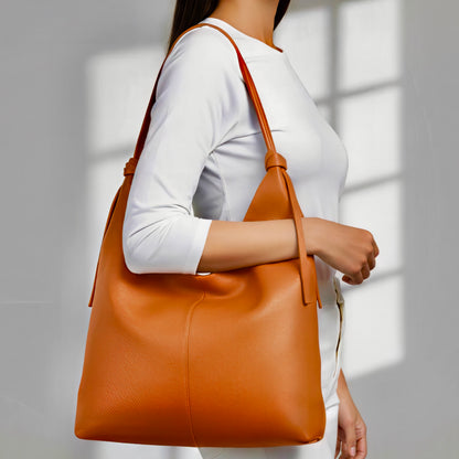 Alanis Orange Shoulder Leather Bag