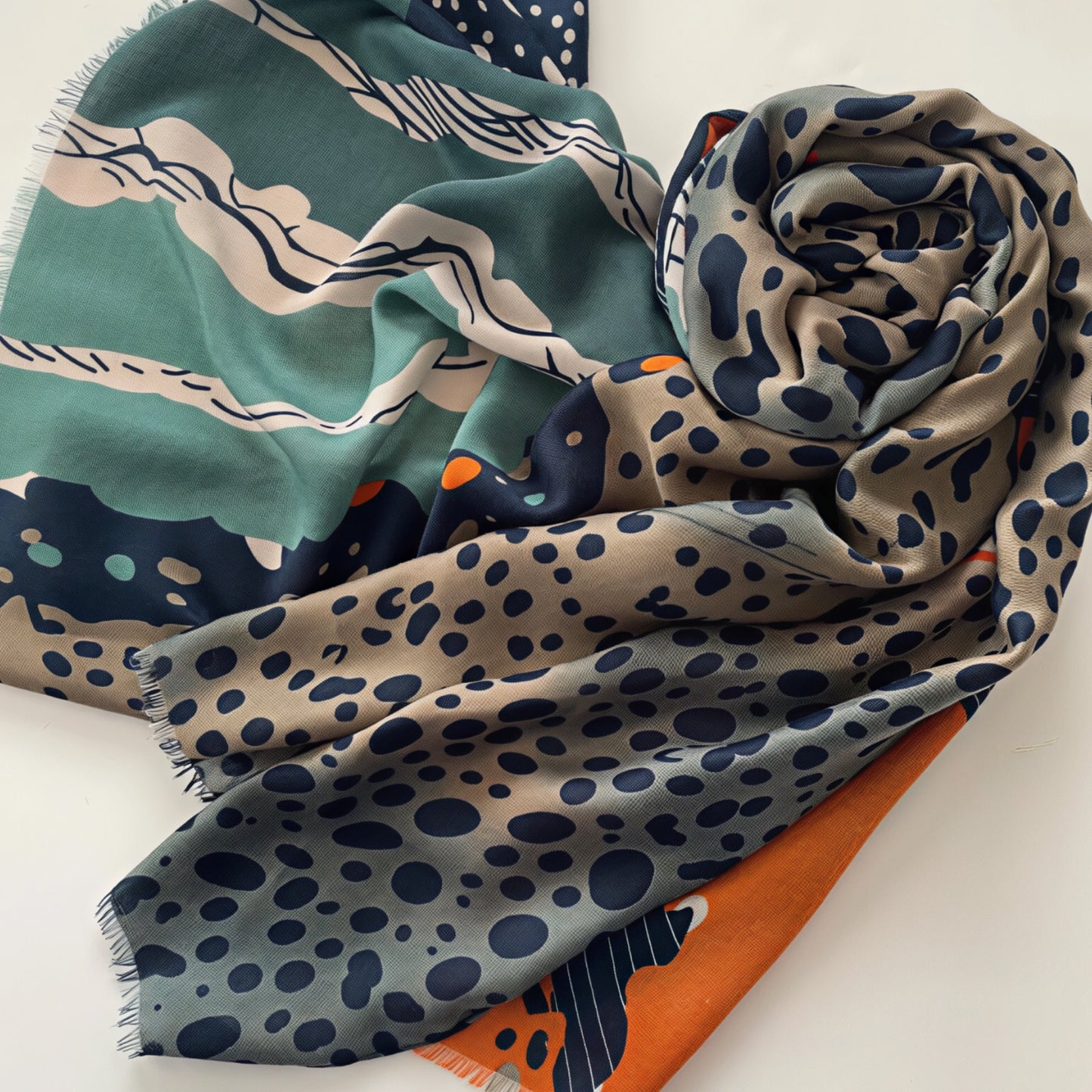 Orange Teal Scarf