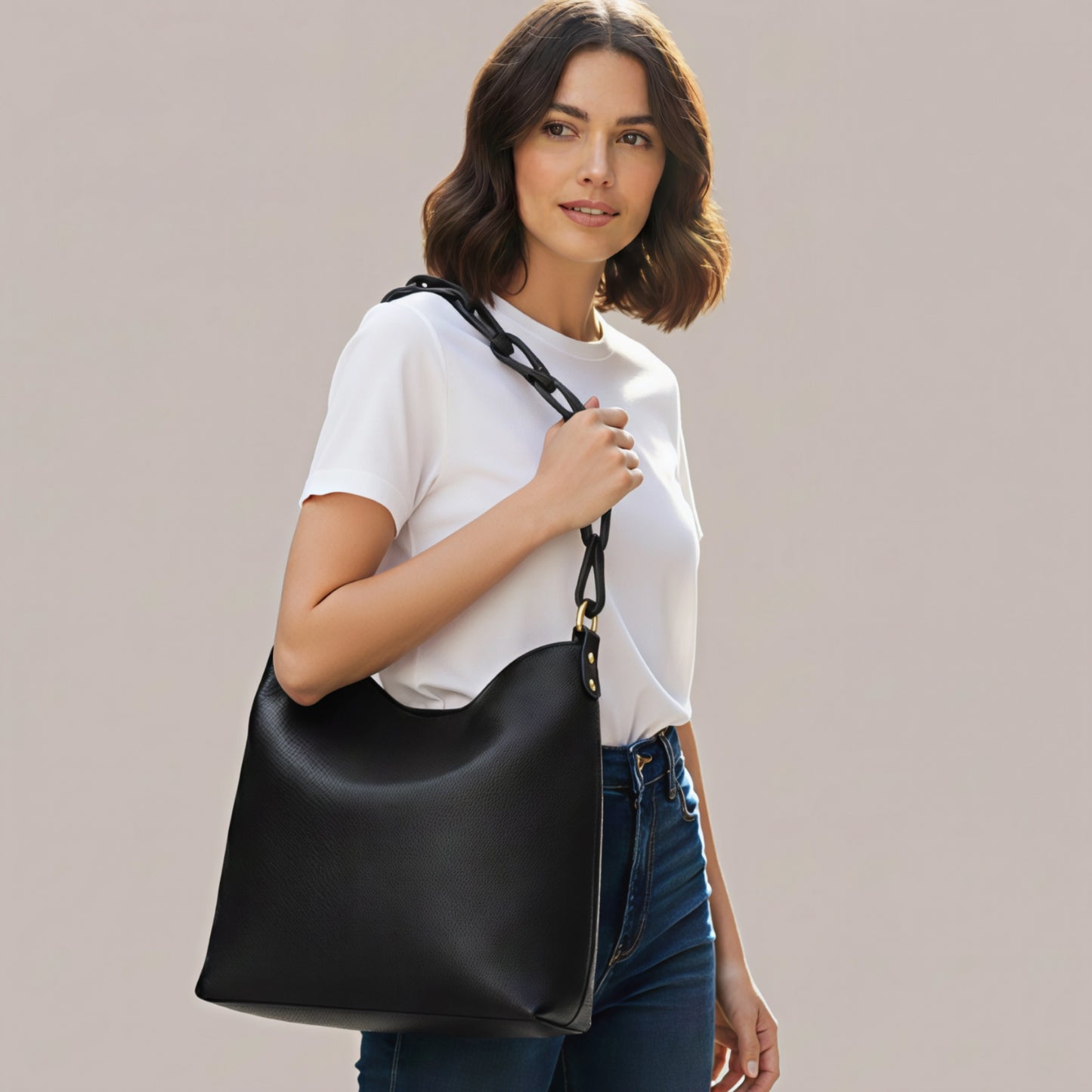 Gigi Black Hobo Leather Bag