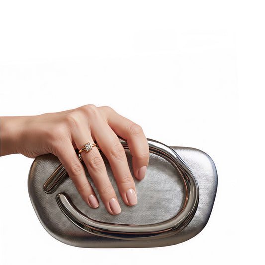 Arabella Silver Oval Clutch Bag