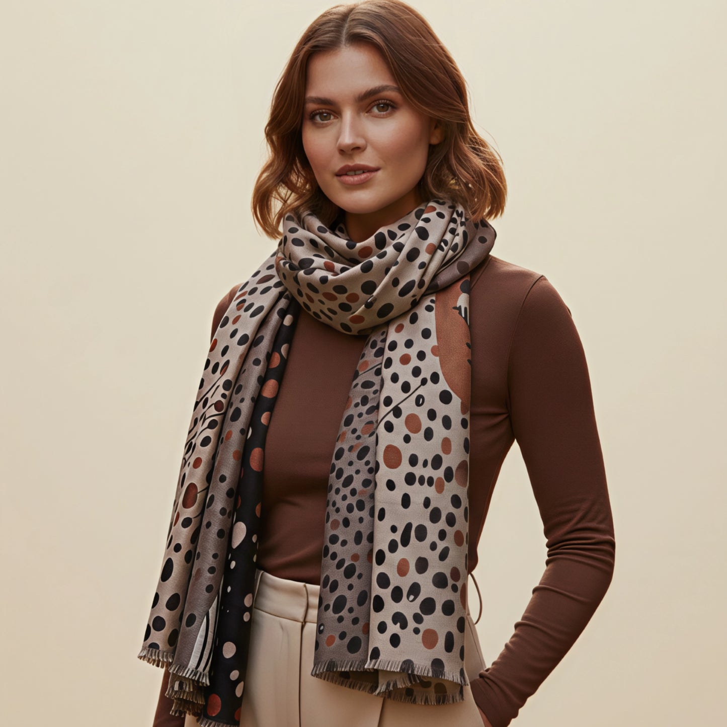 Grey Brown Spots Scarf
