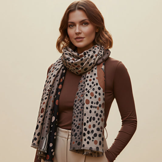 Grey Brown Spots Scarf