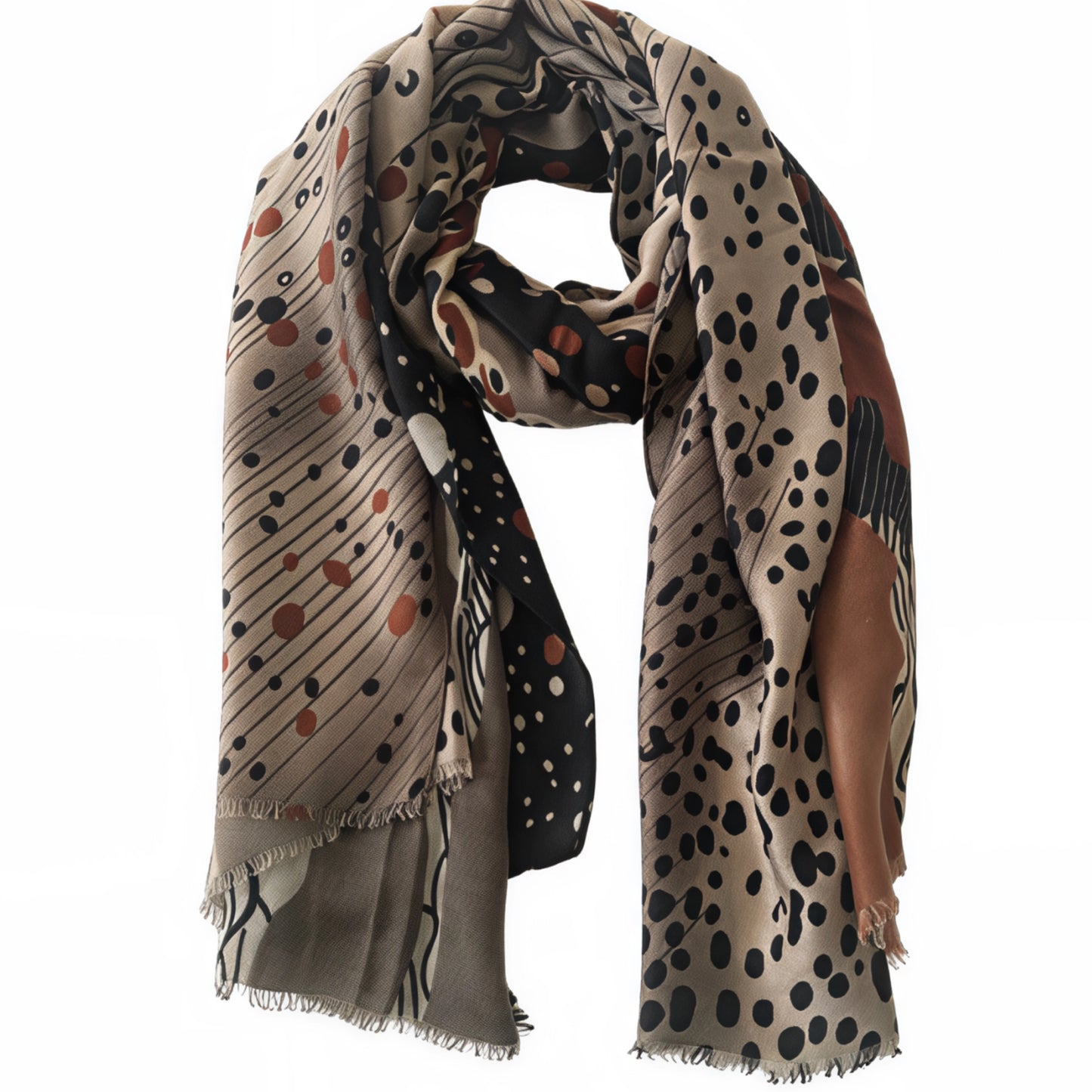 Grey Brown Spots Scarf