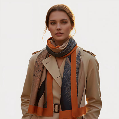 Orange Marble Print Scarf
