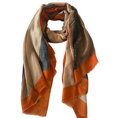 Orange Marble Print Scarf