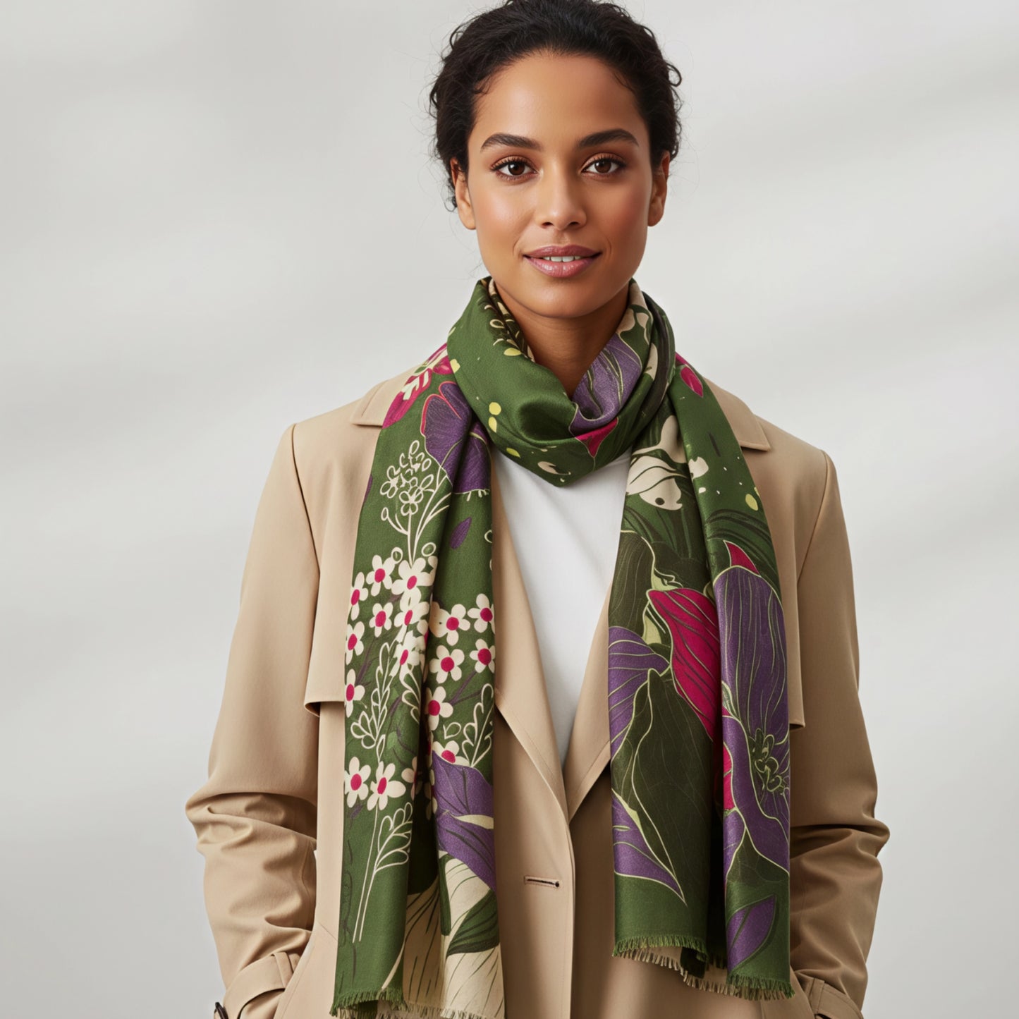 Botanical Earthy Green Scarf