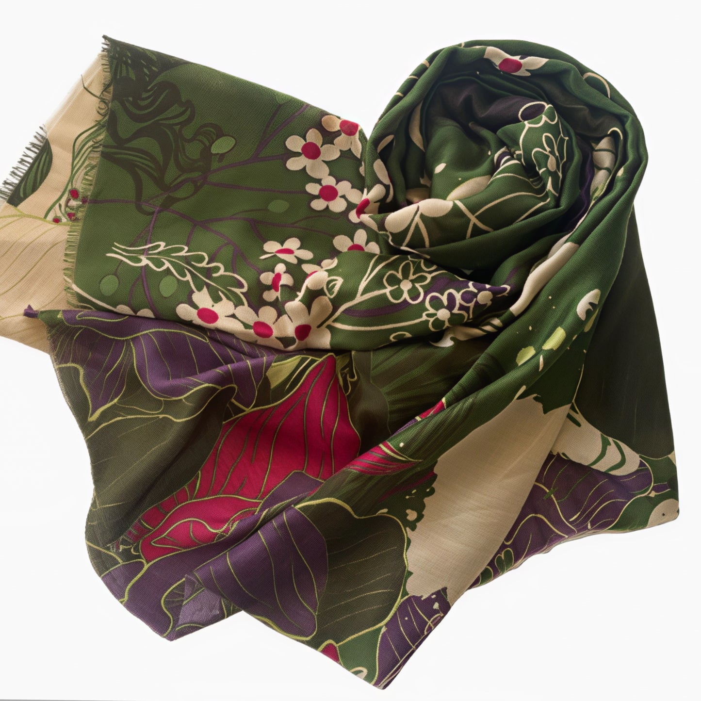 Botanical Earthy Green Scarf